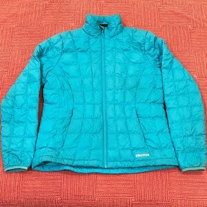 Marmot 700 fill down Turquoise Quilted Jacket - wm’s large